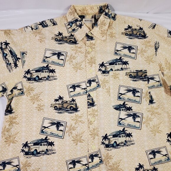 Kocal Men’s Island Hawaiian VTG Cars Print Button Down Cotton Shirt – Size Large - Picture 6 of 13